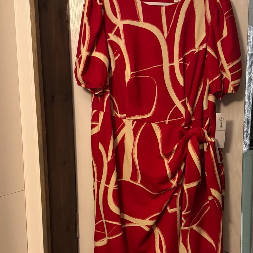 NWT London Times puff sleeve midi wrap dress - Picture 2 of 5